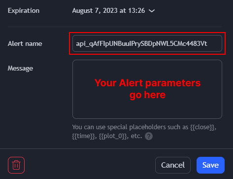 tradingview alert settings with alert name